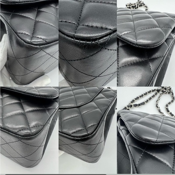 Authentic Chanel classic Black quilted lambskin Jumbo in SHW - Picture 8 of 17